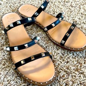 Black studded sandals size 7.5